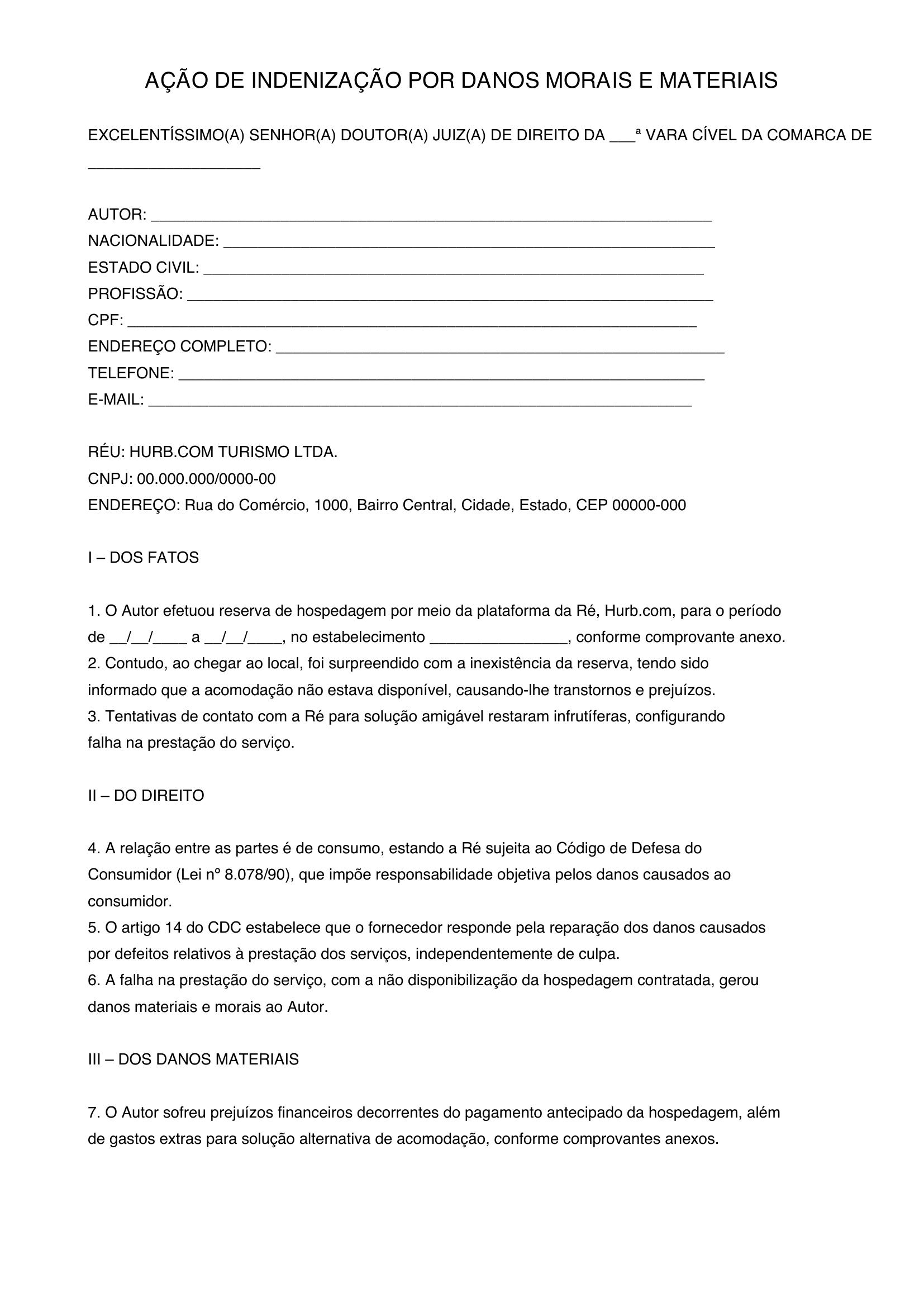 Modelo De Ação Contra Hurb