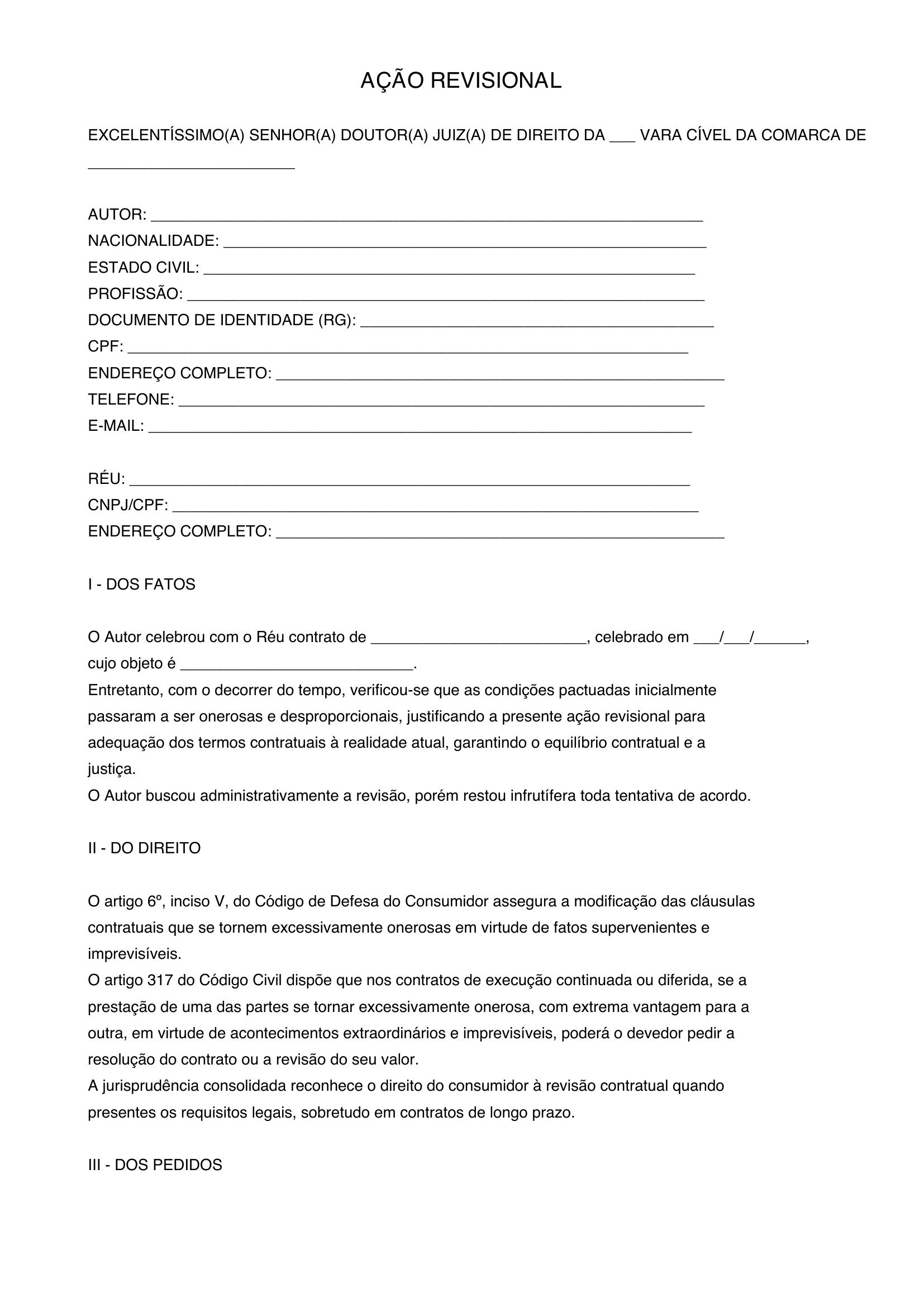 Modelo Ação Revisional