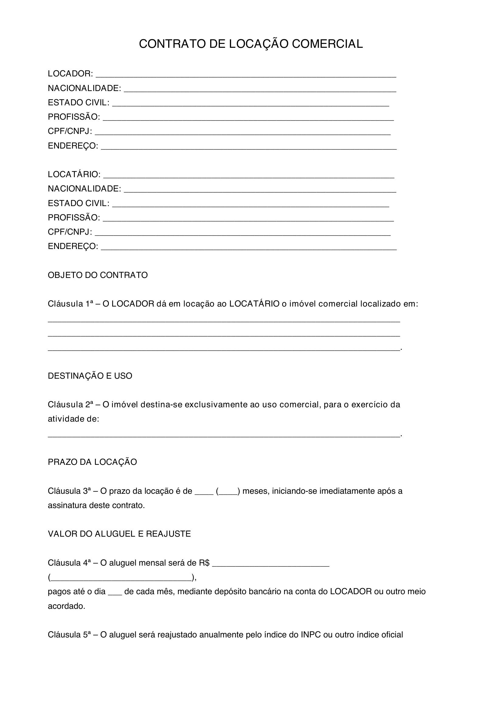 Modelo De Contrato De Aluguel Comercial