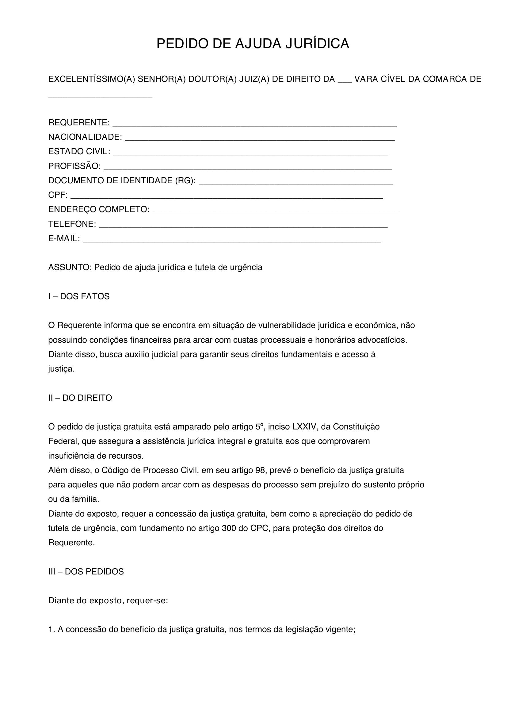 Modelo De Pedido De Ajuda