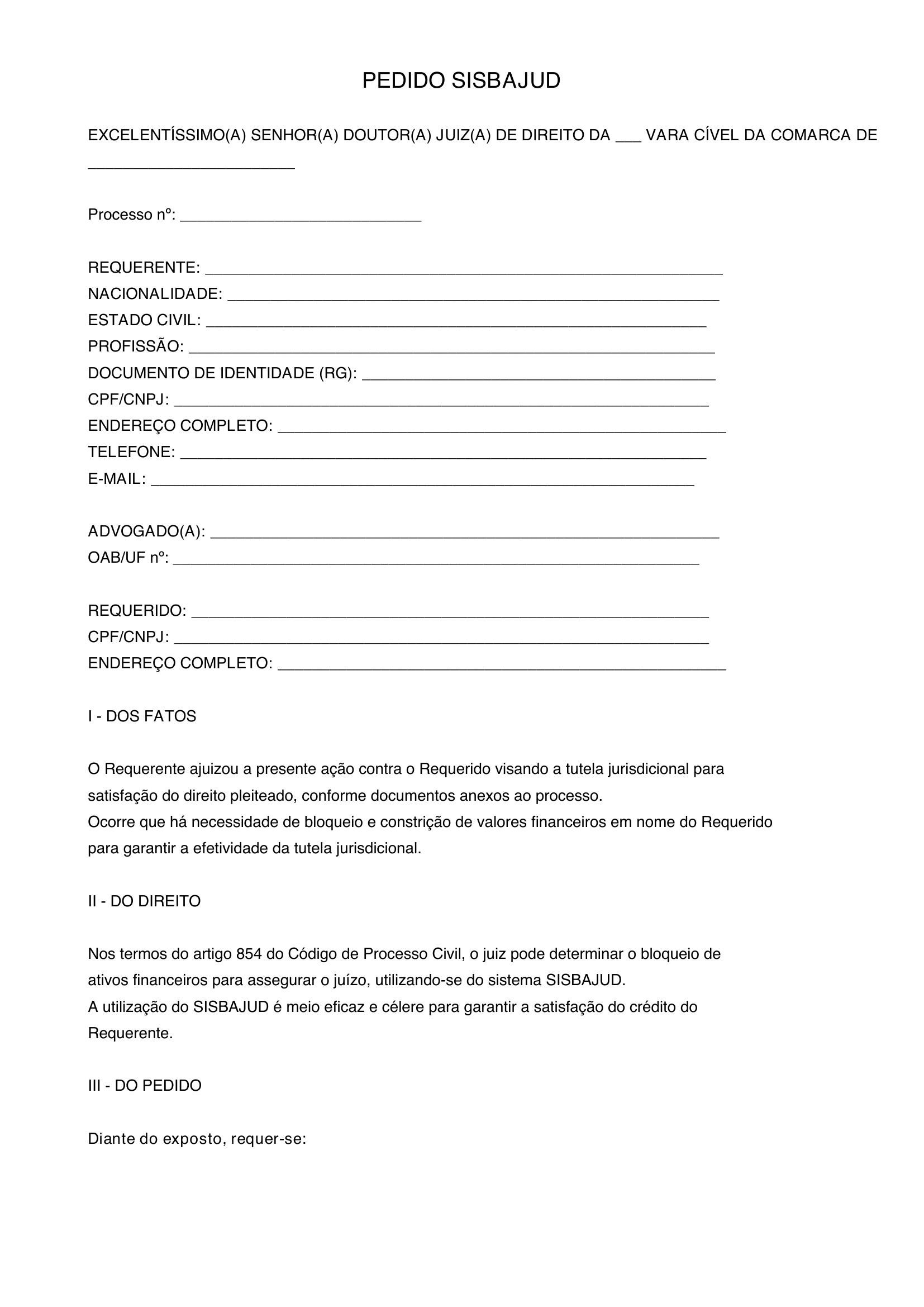 Modelo Pedido Sisbajud