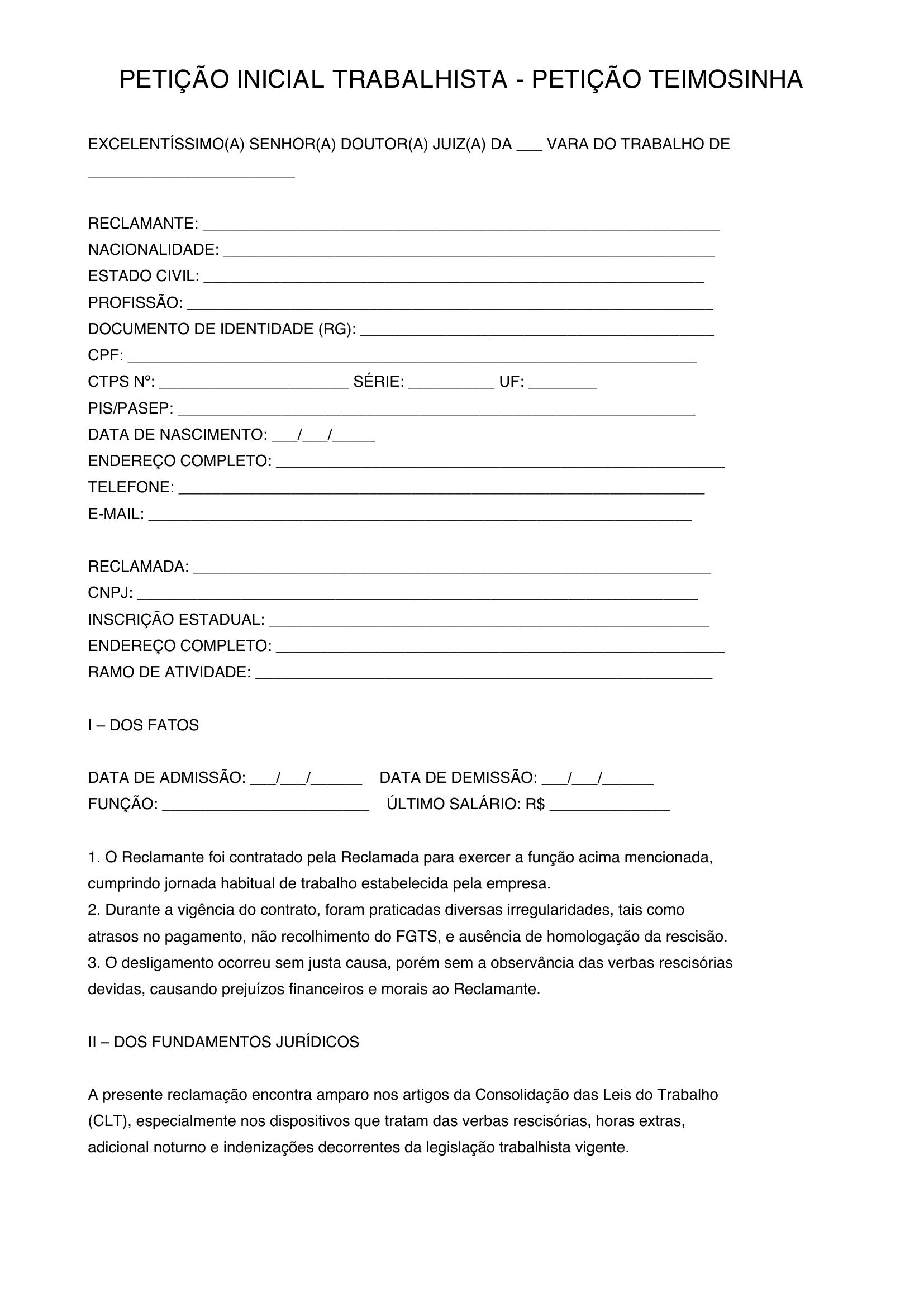 Modelo Petição Teimosinha