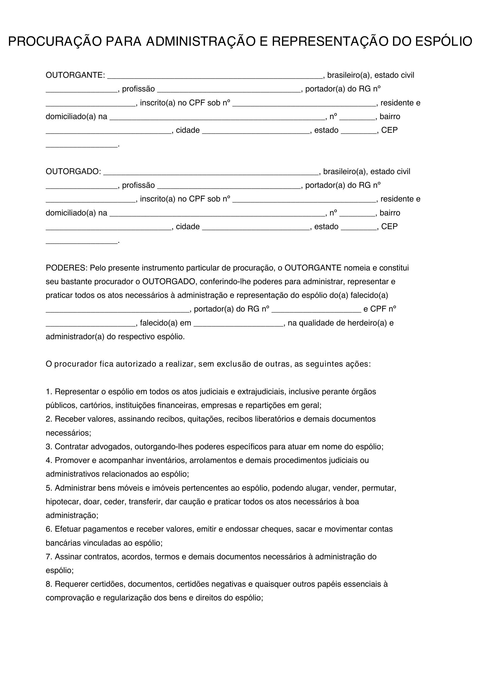 Modelo Procuração Espolio