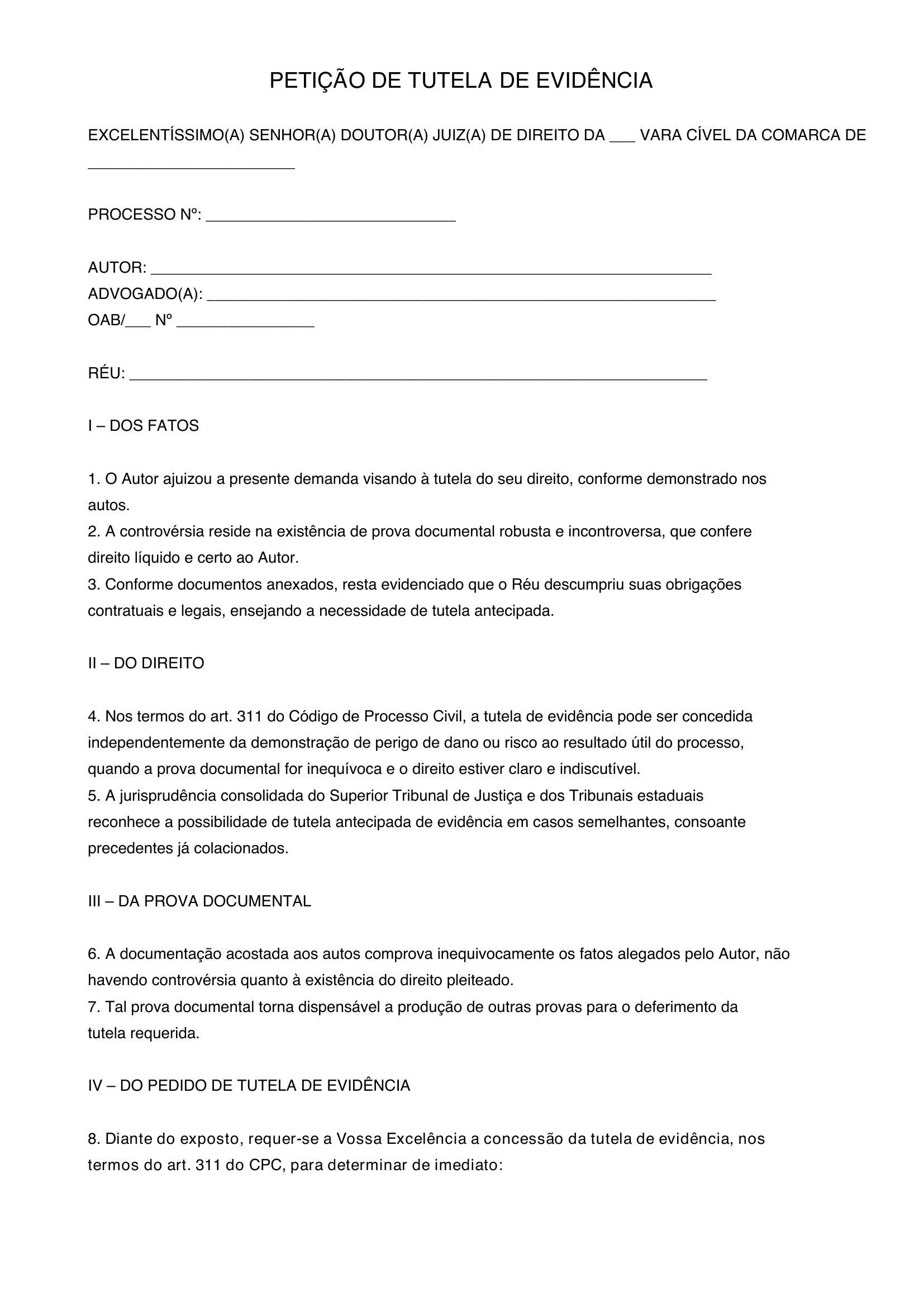 Tutela De Evidencia Modelo